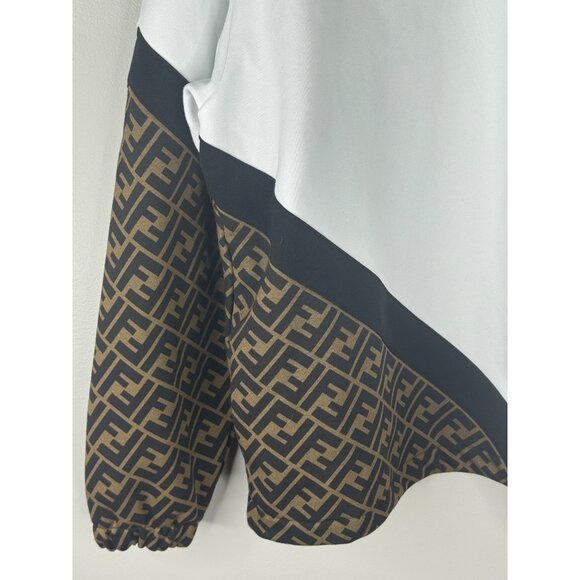 Fendi Men's White Monogram Insert Hoodie Sweatshirt Jersey White Brown Size S NW - Picture 5 of 14
